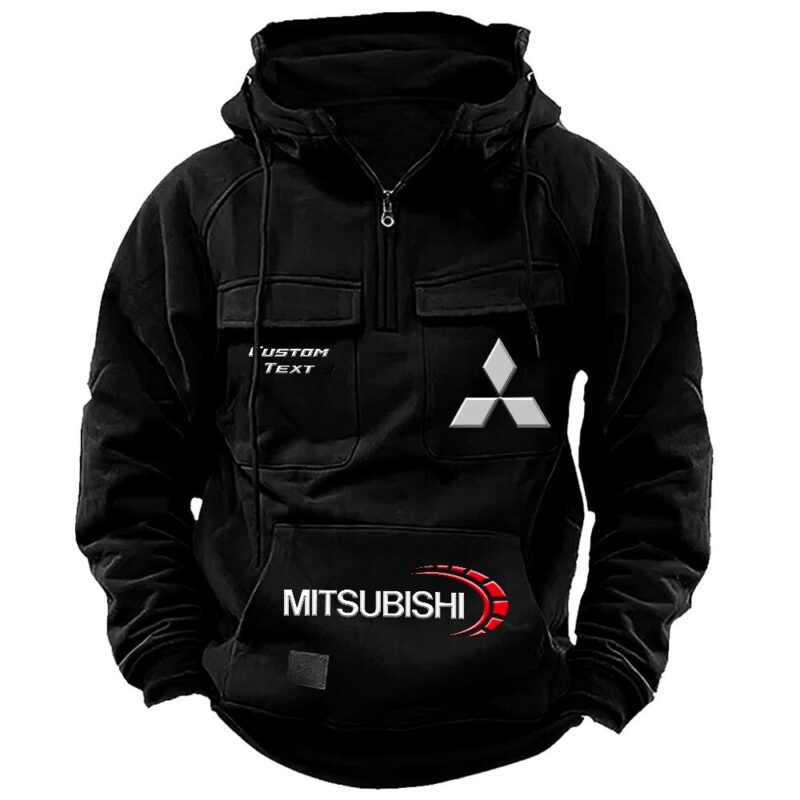 Mitsubishi Vintage Quarter Zip Hoodie Retro Hoodie LQZ1452 1