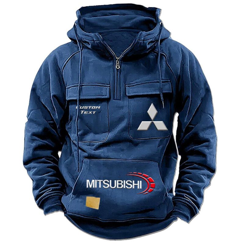 Mitsubishi Vintage Quarter Zip Hoodie Retro Hoodie LQZ1452 2