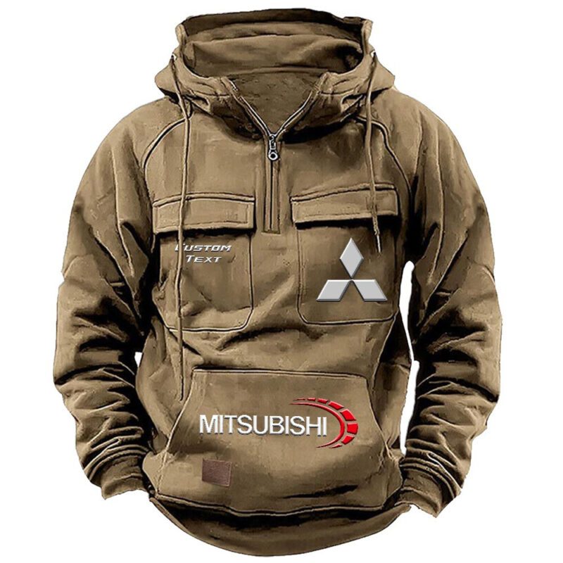 Mitsubishi Vintage Quarter Zip Hoodie Retro Hoodie LQZ1452 4