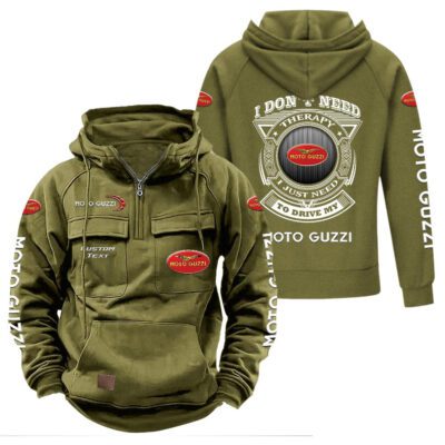 Moto Guzzi Vintage Quarter Zip Hoodie Retro Hoodie LQZ1179 3