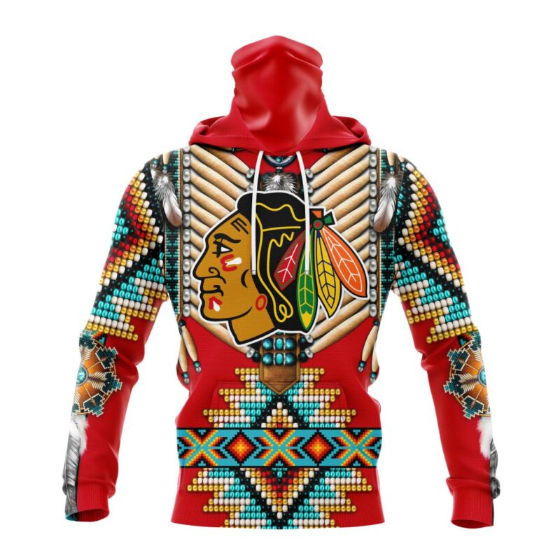NHL Chicago Blackhawks Special Native Costume Design Gaiter Hoodie FGH1034