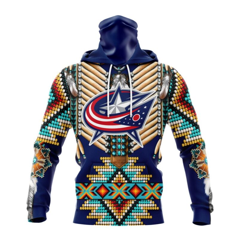 NHL Columbus Blue Jackets Special Native Costume Design Gaiter Hoodie FGH1056