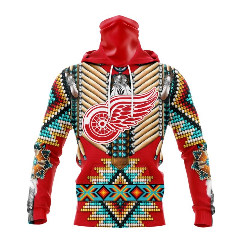 NHL Detroit Red Wings Special Native Costume Design Gaiter Hoodie FGH1053