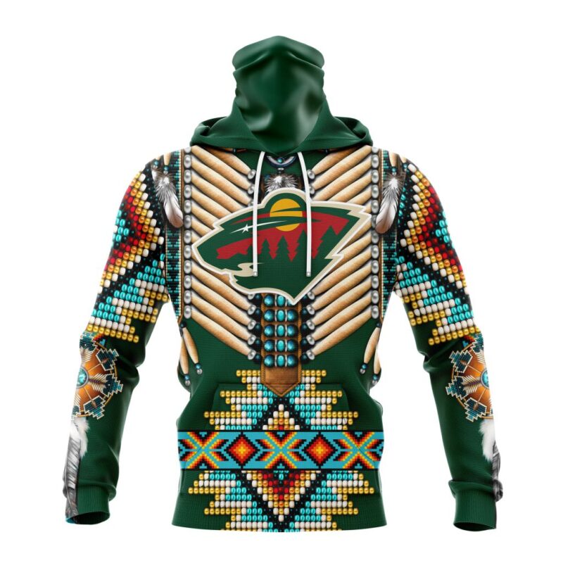 NHL Minnesota Wild Special Native Costume Design Gaiter Hoodie FGH1049