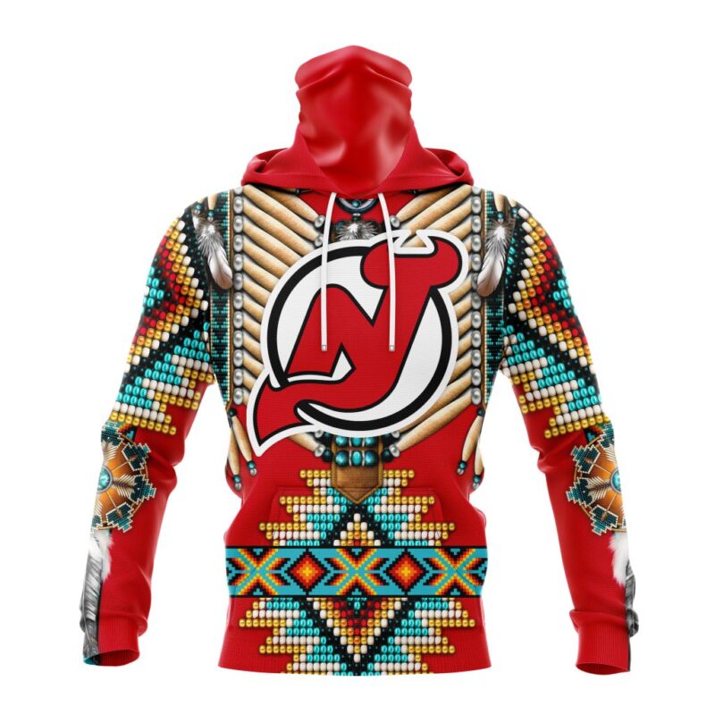 NHL New Jersey Devils Special Native Costume Design Gaiter Hoodie FGH1052