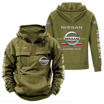 Nissan Vintage Quarter Zip Hoodie Retro Hoodie LQZ1086 3 Nissan Vintage Quarter Zip Hoodie Retro Hoodie LQZ1086 3
