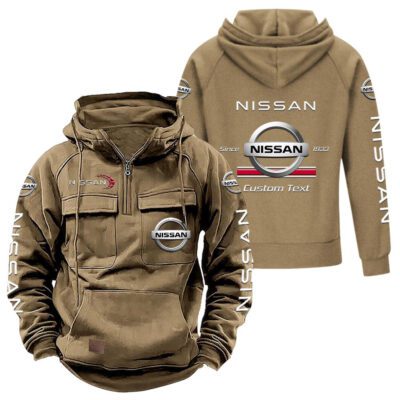 Nissan Vintage Quarter Zip Hoodie Retro Hoodie LQZ1086 4 Nissan Vintage Quarter Zip Hoodie Retro Hoodie LQZ1086 4