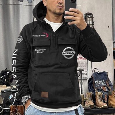 Nissan Vintage Quarter Zip Hoodie Retro Hoodie LQZ1424 1