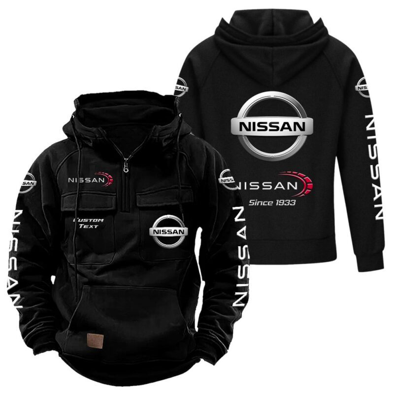 Nissan Vintage Quarter Zip Hoodie Retro Hoodie LQZ1424