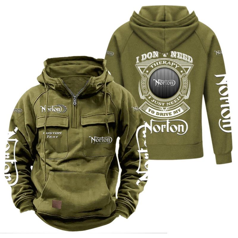 Norton Vintage Quarter Zip Hoodie Retro Hoodie LQZ1187 3