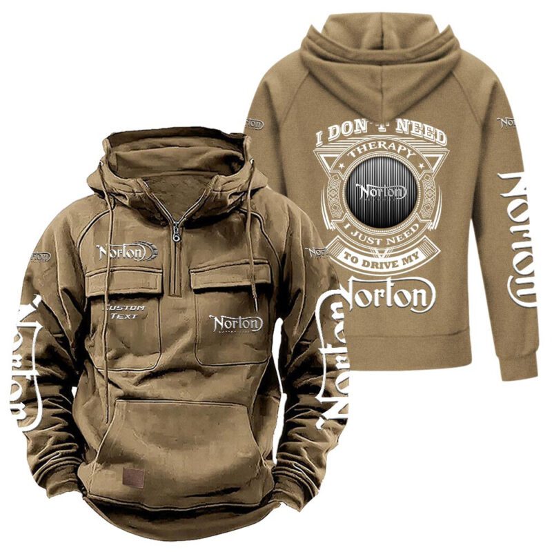 Norton Vintage Quarter Zip Hoodie Retro Hoodie LQZ1187 4