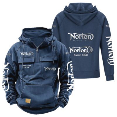 Norton Vintage Quarter Zip Hoodie Retro Hoodie LQZ1325 2