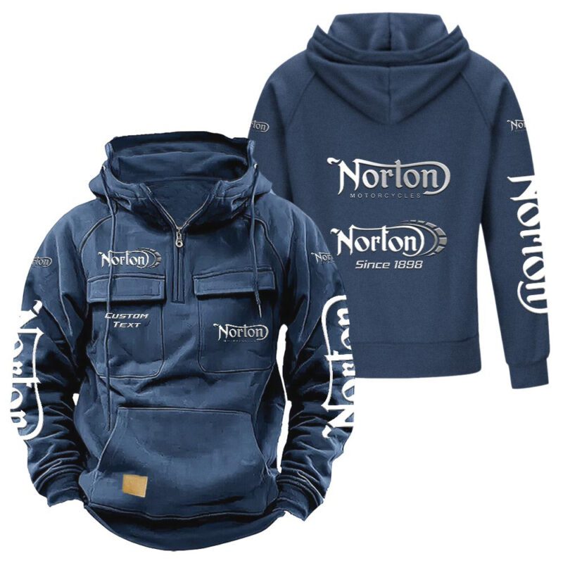 Norton Vintage Quarter Zip Hoodie Retro Hoodie LQZ1325 2