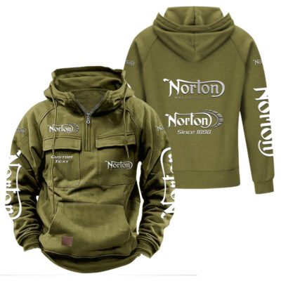 Norton Vintage Quarter Zip Hoodie Retro Hoodie LQZ1325 3
