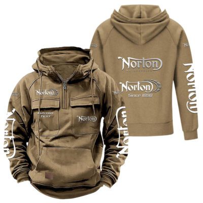 Norton Vintage Quarter Zip Hoodie Retro Hoodie LQZ1325 4