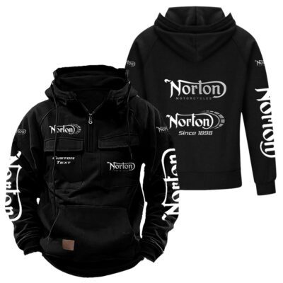 Norton Vintage Quarter Zip Hoodie Retro Hoodie LQZ1325