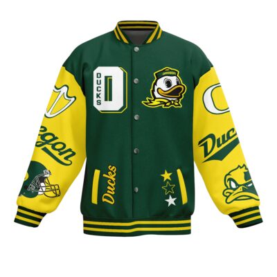 Oregon Ducks NCAA Baseball Jacket For Fan CFB1018 1 Oregon Ducks NCAA Baseball Jacket For Fan CFB1018 1