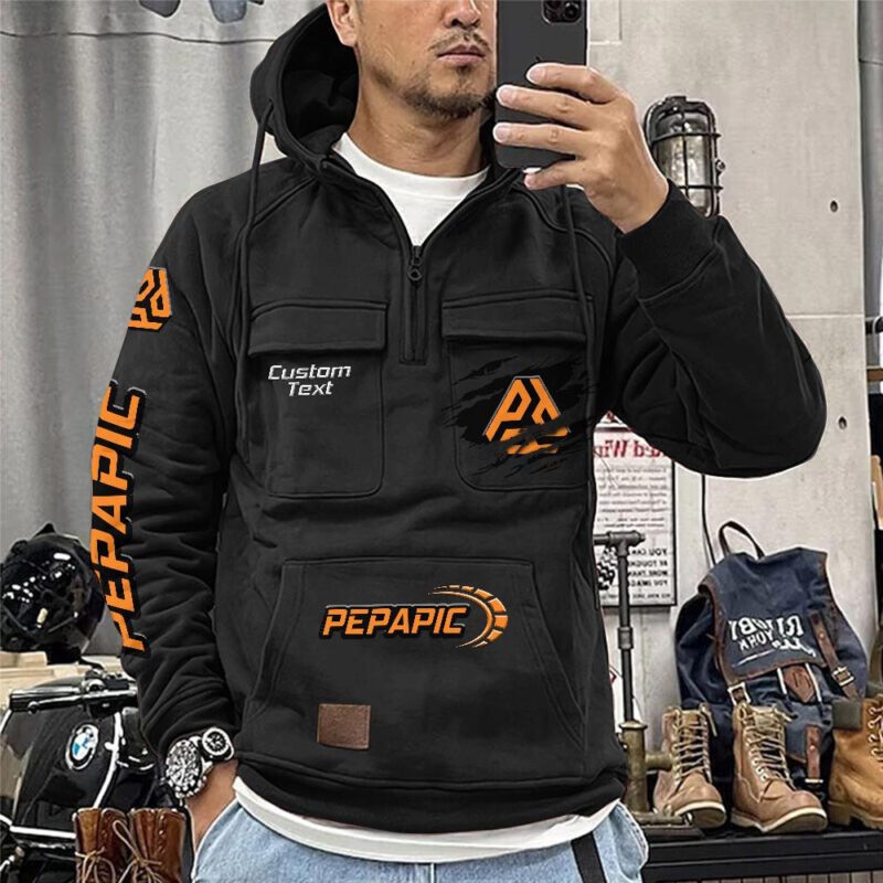 Pepapic Vintage Quarter Zip Hoodie Retro Hoodie LQZ1050 1
