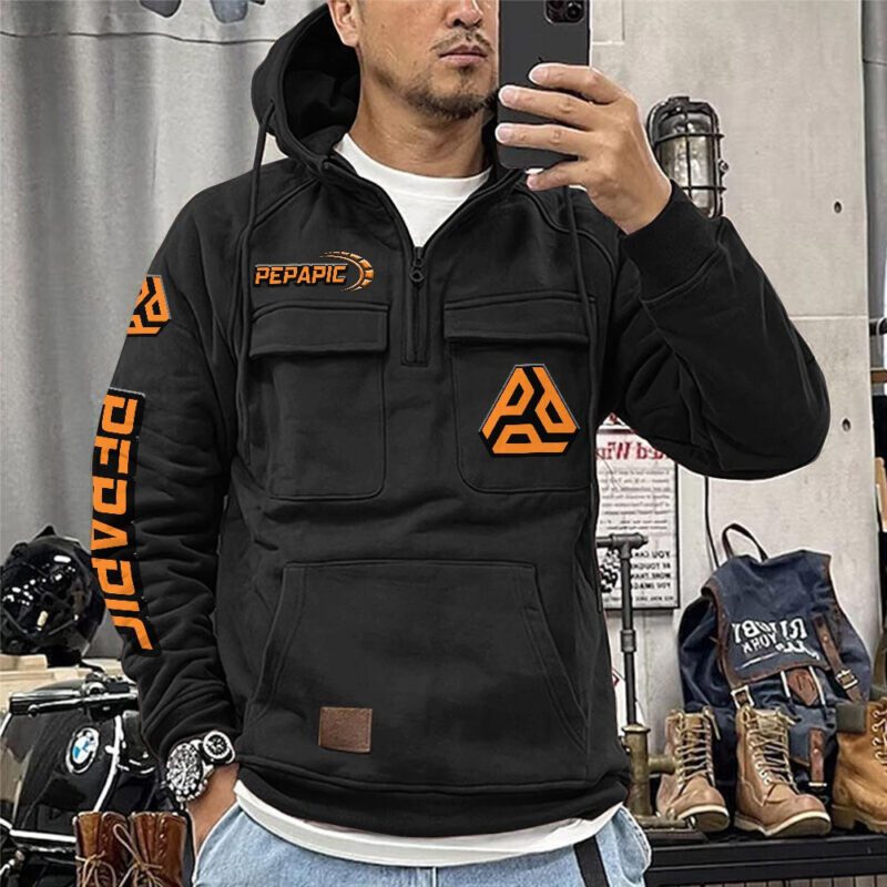 Pepapic Vintage Quarter Zip Hoodie Retro Hoodie LQZ1113 1