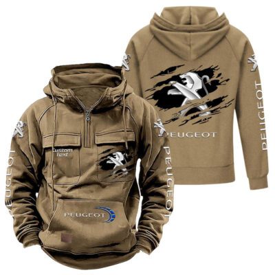 Peugeot Vintage Quarter Zip Hoodie Retro Hoodie LQZ1049 4