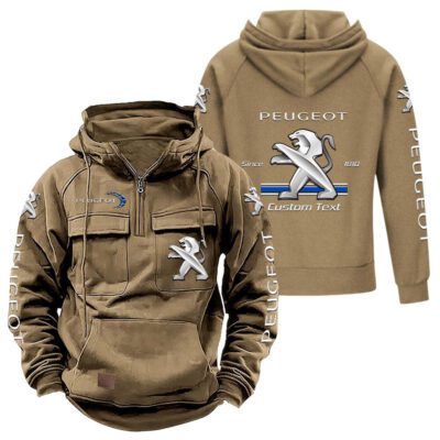Peugeot Vintage Quarter Zip Hoodie Retro Hoodie LQZ1117 4 Peugeot Vintage Quarter Zip Hoodie Retro Hoodie LQZ1117 4