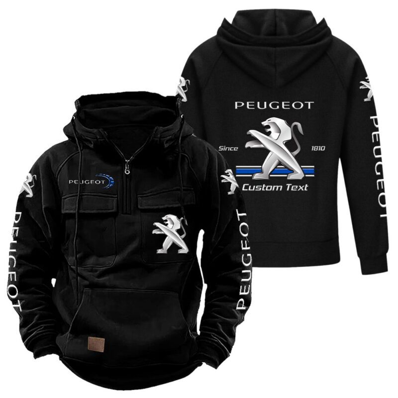 Peugeot Vintage Quarter Zip Hoodie Retro Hoodie LQZ1117