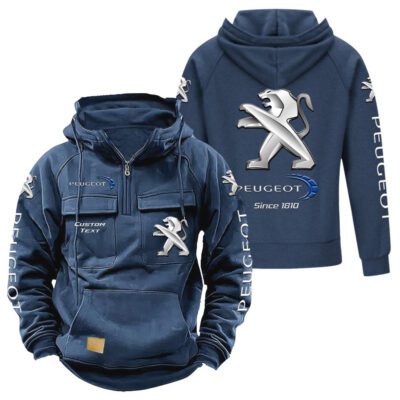Peugeot Vintage Quarter Zip Hoodie Retro Hoodie LQZ1413 2