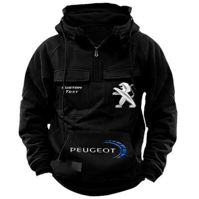 Peugeot Vintage Quarter Zip Hoodie Retro Hoodie LQZ1510 1