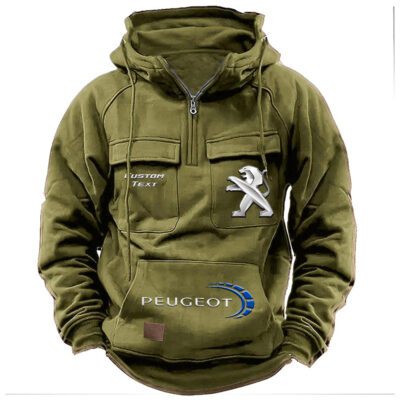 Peugeot Vintage Quarter Zip Hoodie Retro Hoodie LQZ1510 3