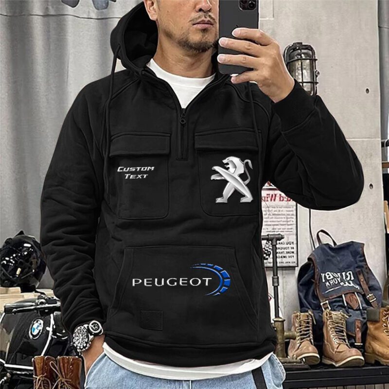 Peugeot Vintage Quarter Zip Hoodie Retro Hoodie LQZ1510