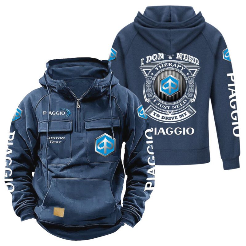 Piaggio Vintage Quarter Zip Hoodie Retro Hoodie LQZ1197 2