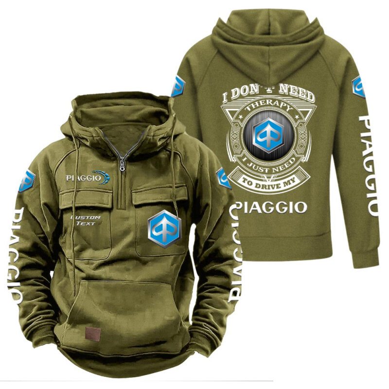 Piaggio Vintage Quarter Zip Hoodie Retro Hoodie LQZ1197 3