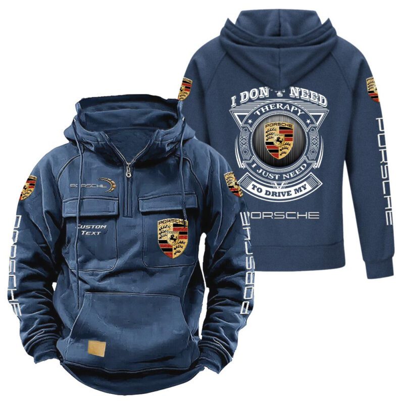 Porsche Vintage Quarter Zip Hoodie Retro Hoodie LQZ1292 2