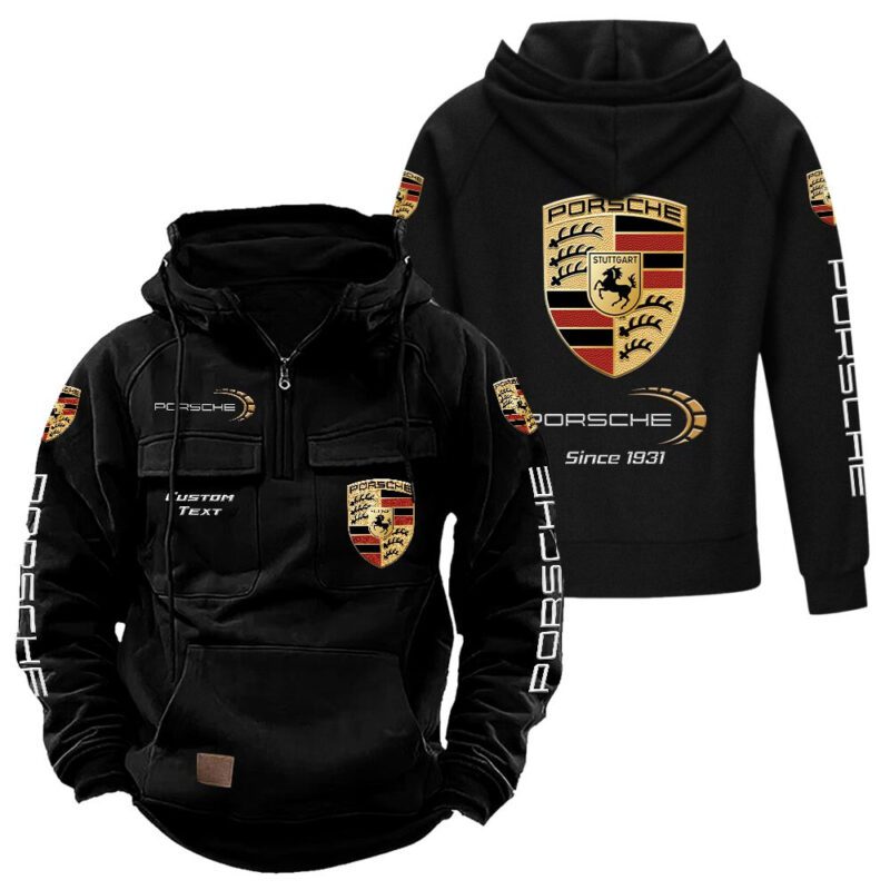 Porsche Vintage Quarter Zip Hoodie Retro Hoodie LQZ1420