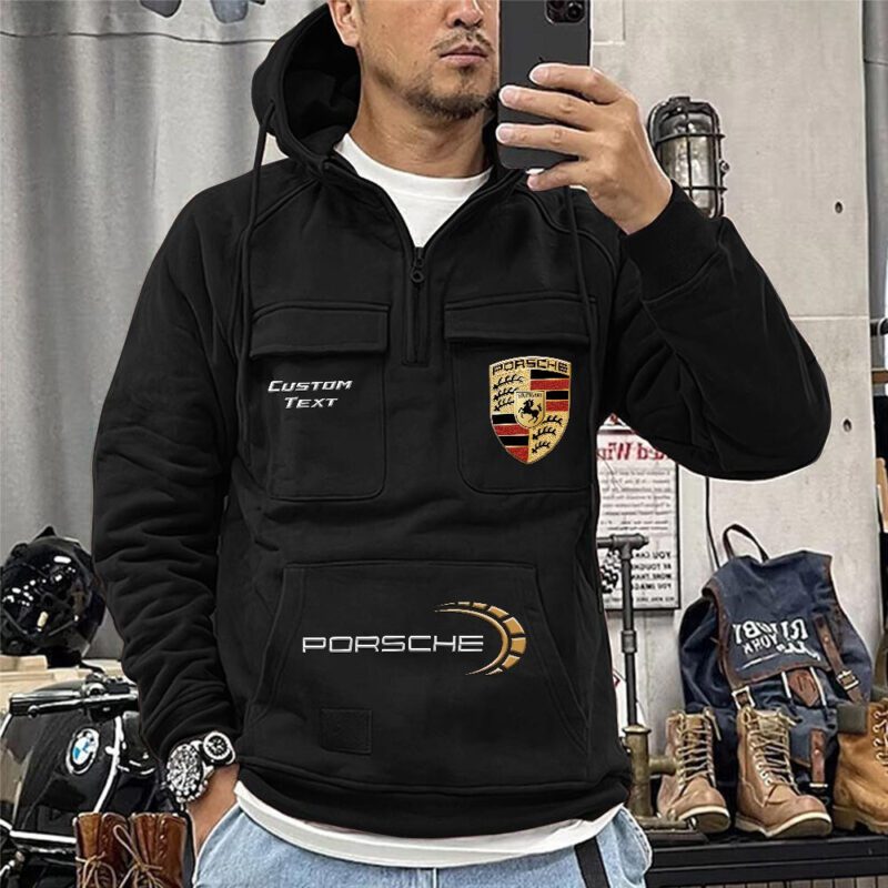 Porsche Vintage Quarter Zip Hoodie Retro Hoodie LQZ1511