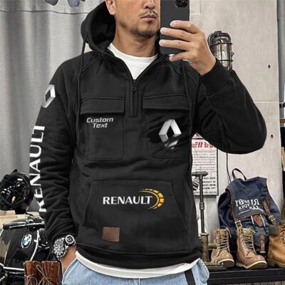Renault Vintage Quarter Zip Hoodie Retro Hoodie LQZ1056 1