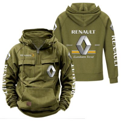 Renault Vintage Quarter Zip Hoodie Retro Hoodie LQZ1101 3 Renault Vintage Quarter Zip Hoodie Retro Hoodie LQZ1101 3