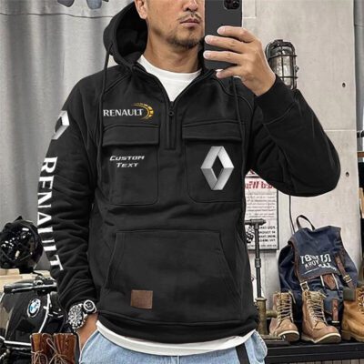 Renault Vintage Quarter Zip Hoodie Retro Hoodie LQZ1231 1