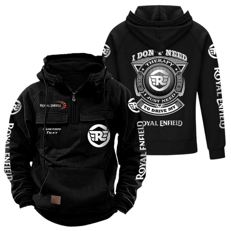 Royal Enfield Vintage Quarter Zip Hoodie Retro Hoodie LQZ1169