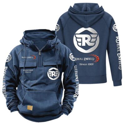 Royal Enfield Vintage Quarter Zip Hoodie Retro Hoodie LQZ1334 2