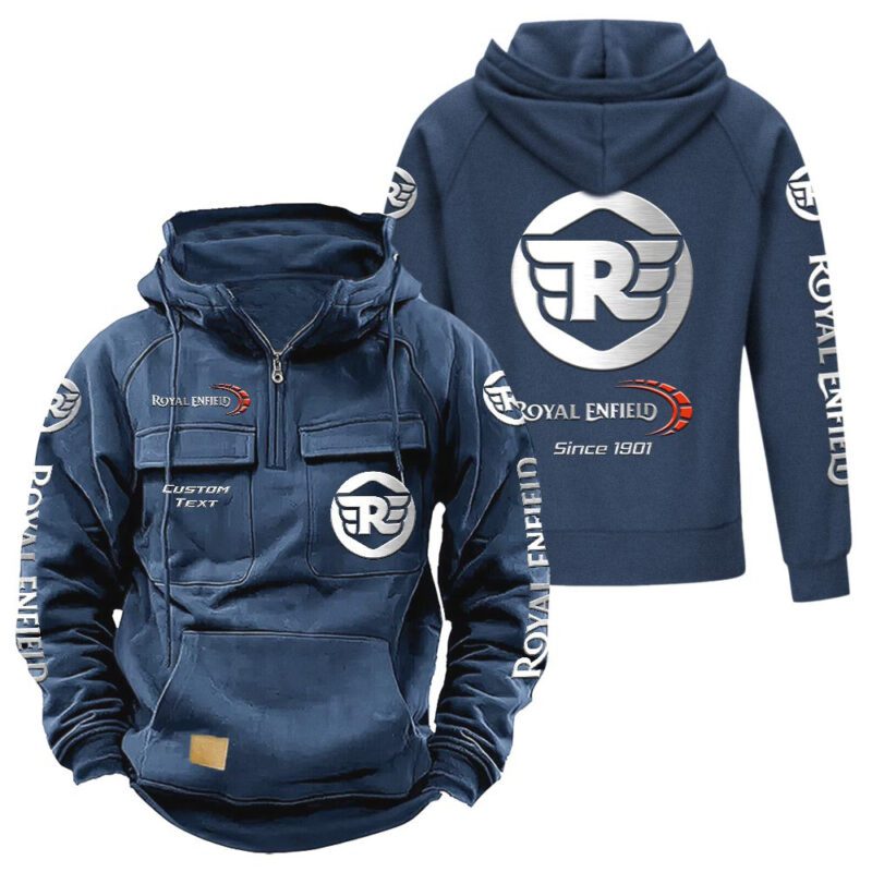 Royal Enfield Vintage Quarter Zip Hoodie Retro Hoodie LQZ1334 2