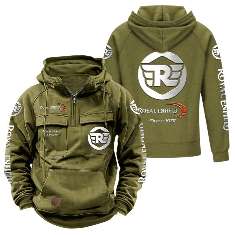 Royal Enfield Vintage Quarter Zip Hoodie Retro Hoodie LQZ1334 3