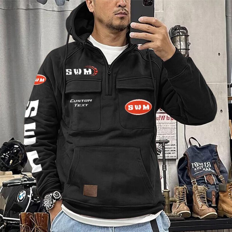 SWM Vintage Quarter Zip Hoodie Retro Hoodie LQZ1193 1