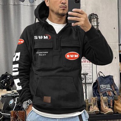 SWM Vintage Quarter Zip Hoodie Retro Hoodie LQZ1317 1