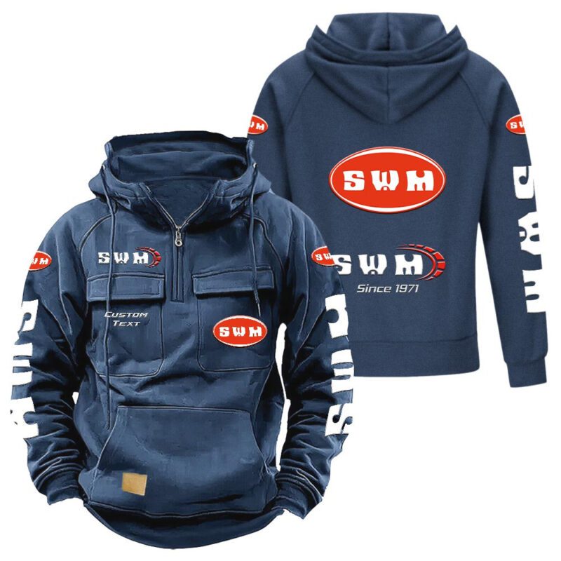 SWM Vintage Quarter Zip Hoodie Retro Hoodie LQZ1317 2