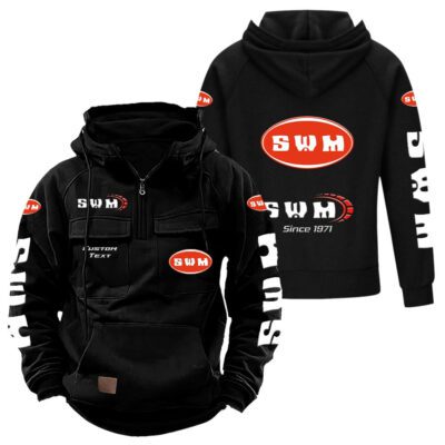 SWM Vintage Quarter Zip Hoodie Retro Hoodie LQZ1317