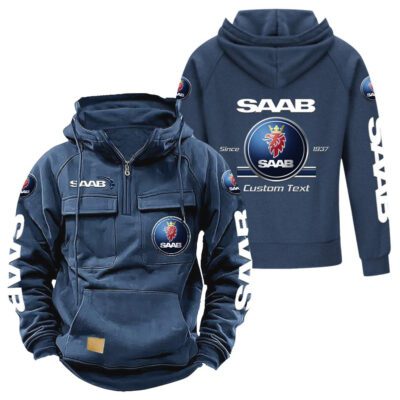 Saab Vintage Quarter Zip Hoodie Retro Hoodie LQZ1118 2