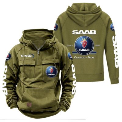 Saab Vintage Quarter Zip Hoodie Retro Hoodie LQZ1118 3