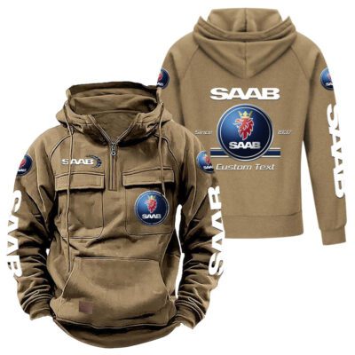 Saab Vintage Quarter Zip Hoodie Retro Hoodie LQZ1118 4