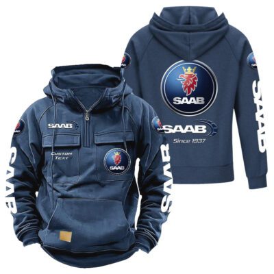 Saab Vintage Quarter Zip Hoodie Retro Hoodie LQZ1371 2